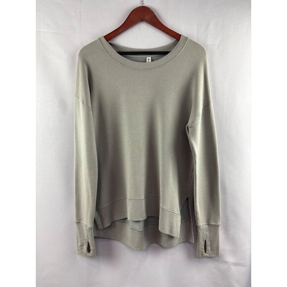 Athleta Womens Small Olive Green Long Sleeve Modal Blend Pullover Sweatshirt - Picture 2 of 5